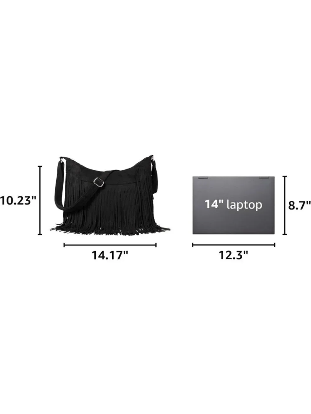 Fringe Hobo Bag for Women | Vegan Suede Shoulder Purse with Tassels | Hippie